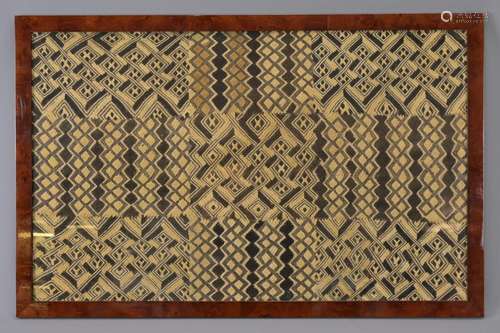 AN AFRICAN FRAMED EMBROIDERY, 20TH CENTURY, PERHAPS CONGOLES...