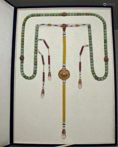 A Court Necklace, chaozhu,<br />
Qing dynasty清 翡翠朝珠