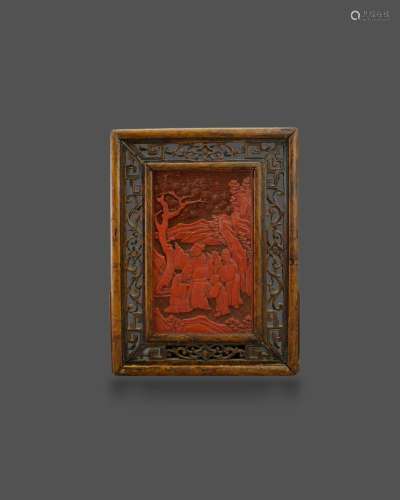 A Cinnabar Lacquer 'Figures' Plaque, Mid Qing dynasty清中期 ...