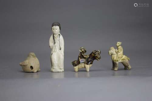 Two Changsha type Miniature Equestrian Groups, and a Changsh...