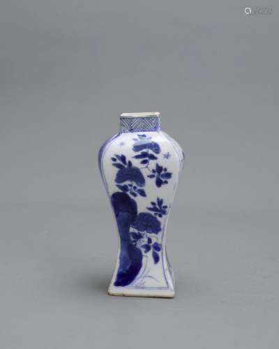 A Blue and White Vase, Kangxi清康熙 青花山水纹方瓶