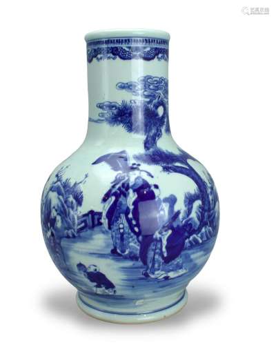 A Blue and White Bottle Vase, early 19th century 19世纪 青花...