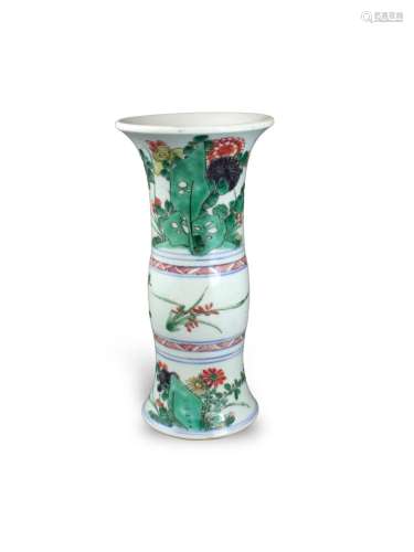 A 'famille verte ' Beaker Vase, Kangxi清康熙 五彩花卉纹花觚
