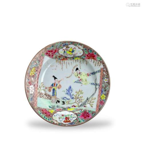A 'famille rose' Plate, Yongzheng Period, Qing Dynasty 清雍正...