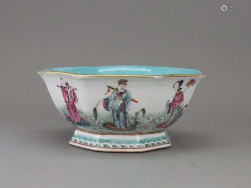 A 'famille rose' Bowl with the 'Eight Immortals', Tongzhi si...