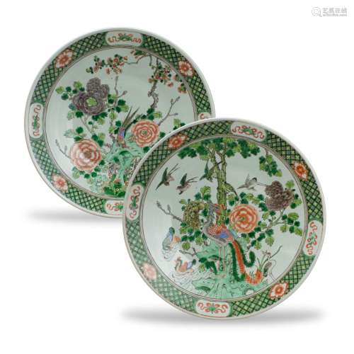 A Near Pair of Large 'famille verte' Dishes, Guangxu 清光绪 ...