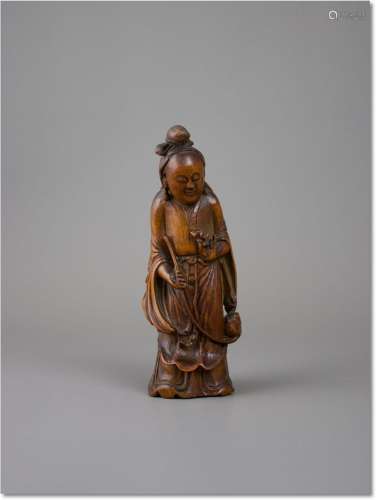 A good Bamboo Figure of Magu, 18th century 18世纪 竹雕麻姑人...