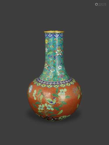 A Cloisonne Bottle Vase, early 19th century 19世纪早期 广东铜...