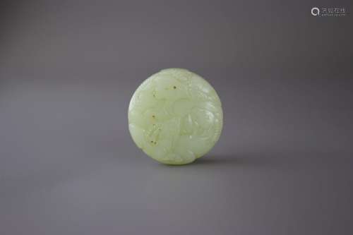 A Jade 'Three Rams' Roundel, Qing Dynasty or later 清或以后 ...