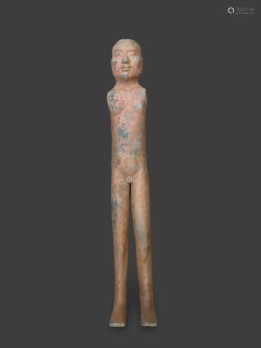A Grey Pottery Stick Figure, Han dynasty 汉 灰陶俑