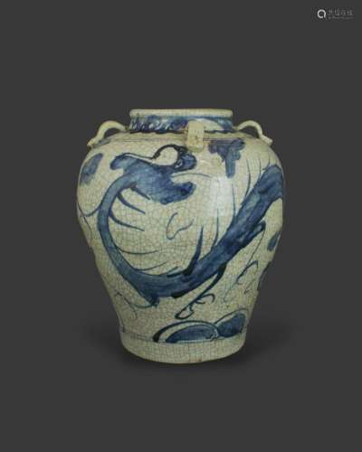 A Blue and White Zhangzhou Dragon Jar, late Ming dynasty 明晚...