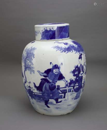 A blue and white Ginger Jar and Cover,late Qing dynasty 清晚...