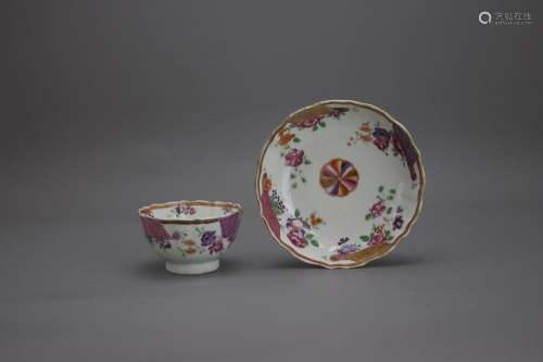 A 'famille rose' flowers'Cup and Saucer, Qianlong Period, Qi...