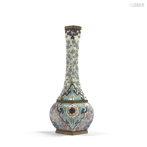 Theodore DECK (1823-1891)Vase soliflore en faïence à corps q...