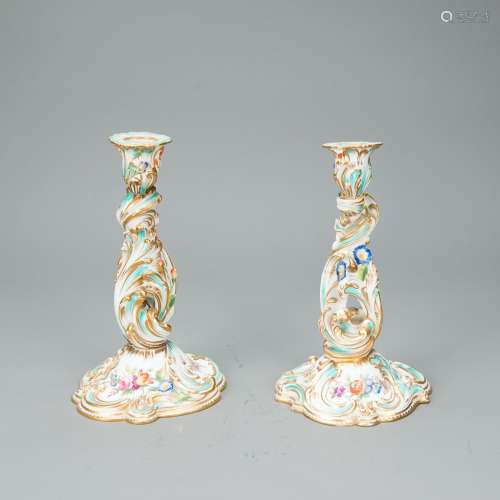Pair of Porcelain Candle Sticks