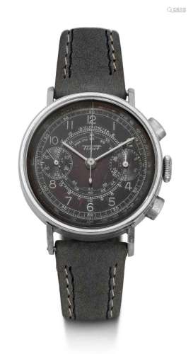 Tissot, grand et très attrayant chronographe, 1941.Acier ino...