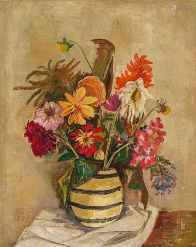 Karl Hofer Blumenstillleben (Sommerblumen in einer Vase)