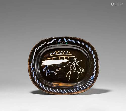 Pablo Picasso Ceramics Corrida on black ground