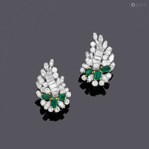 BOUCLES D'OREILLES EN DIAMANT SMARAGDE, FRASCAROLO, vers 197...