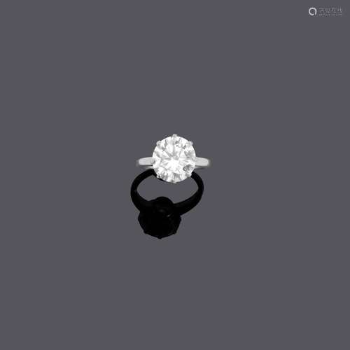 BAGUE BRILLANTE.Or blanc 750, 4g.Bague solitaire classique e...