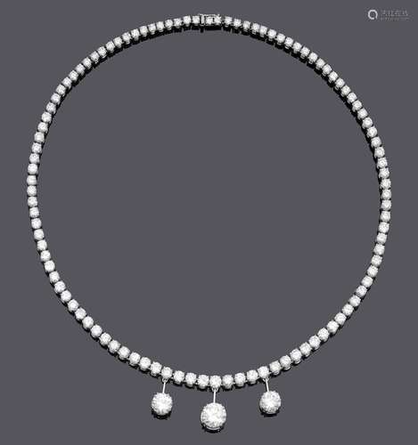 COLLIER DE BRILLANTS, vers 1960.Platine 950, 37g.Collier Riv...