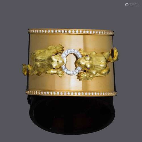 BRACELET OR-RUBIS-DIAMANT, MARTA MARZOTTO.Or jaune 750, 126g...