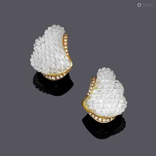 CLIPS D'OREILLES EN DIAMANT ET CRISTAL DE ROCHE, SABBADINI.O...