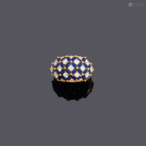 BAGUE SAPHIR-DIAMANT, BOUCHERON.Or jaune 750, 15g.Elégante b...