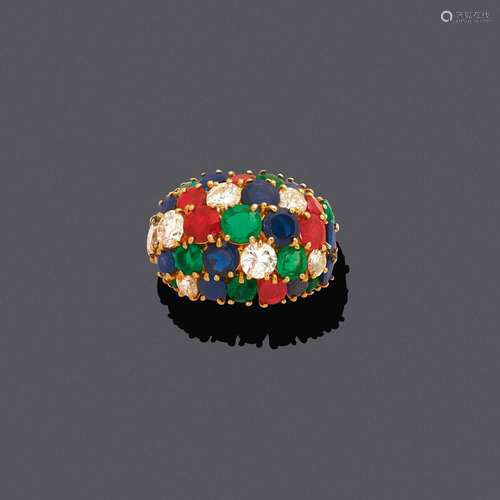 BAGUE RUBIN-SAPHIR-SMARAGDE-DIAMANT, VAN CLEEF & ARPELS,...