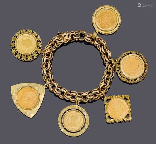 BRACELET DE MONNAIE EN OR, vers 1950.Or jaune 750, 585 et 99...