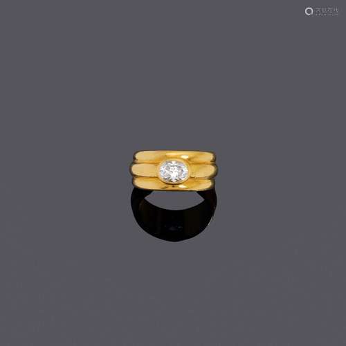 BAGUE EN DIAMANT, DE GORSKI, vers 1991.Or jaune 750, 11g.Bag...