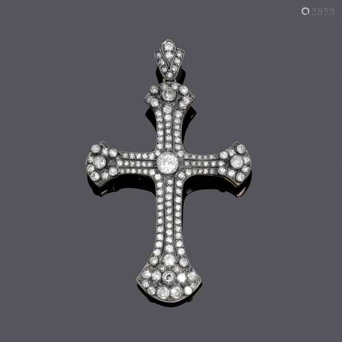 PENDENTIF DIAMANT, vers 1900.Argent sur or jaune 750, 9g.Pen...