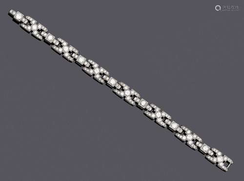 BRACELET DIAMANT, vers 1935.Platine 950, 24g.Bracelet classi...