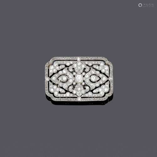 BROCHE/PAINTENANCE EN DIAMANT, vers 1920.Platine, 17g.Broche...