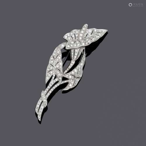 BROCHE EN DIAMANT.Platine 950, or blanc broché 750, 15g.Broc...