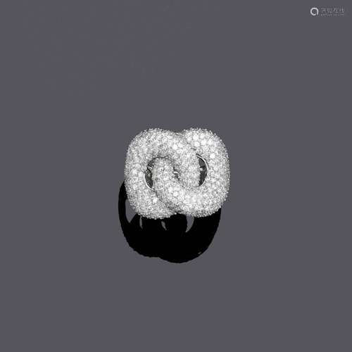 BAGUE BRILLANTE.Or blanc 750, 10g.Bague moderne et élégante,...