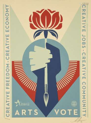 Shepard Fairey, <br />
American b. 1970- <br />
Arts vote, 2...