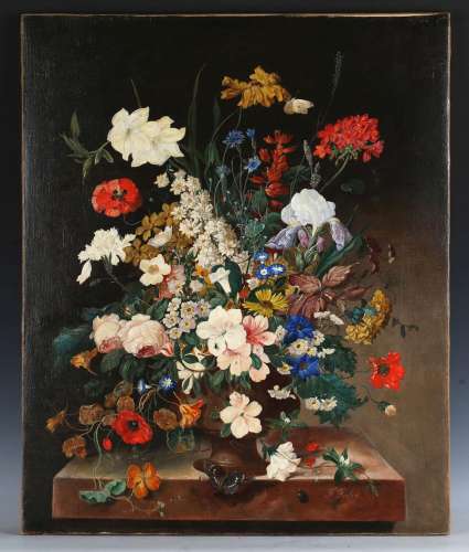 Franz Xaver Pieler - Still Life with Flowers in an Urn with ...