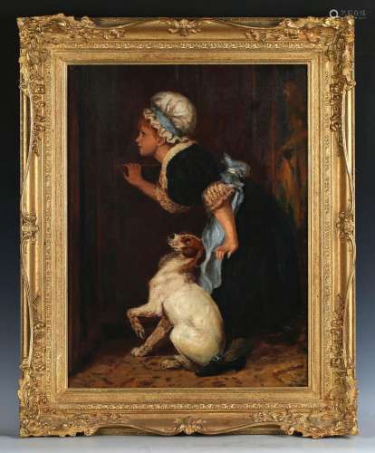 After Briton Riviere - Mother Hubbard (Girl peeping through ...