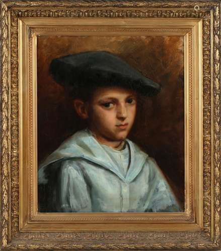 French School - Half Length Portrait of a Boy wearing a Bere...
