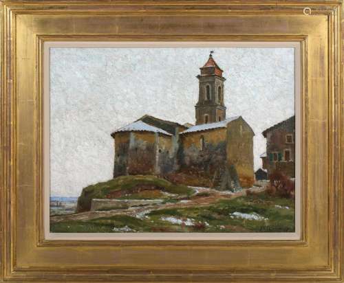 Adrian Scott Stokes - Continental Landscape View with Church...