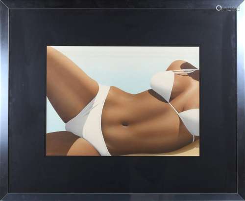 Rod Ferring - Reclining Female Torso on a Beach wearing a Bi...