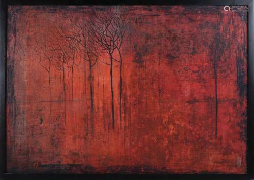 Vahid Mohammadi - Winter (Tree Series), oil on canvas, signe...