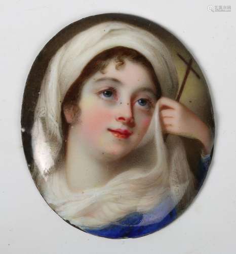 Horace Hone - Oval Miniature Portrait of a Lady as the Penit...