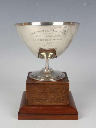A George V silver trophy cup of tapering circular form, insc...