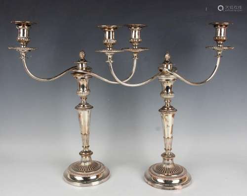 A pair of 19th century Sheffield plate twin scroll branch ca...