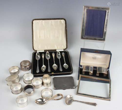 A group of silver, including a cigarette case, Birmingham 19...