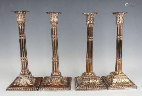 A pair of George III Sheffield plate cluster column candlest...