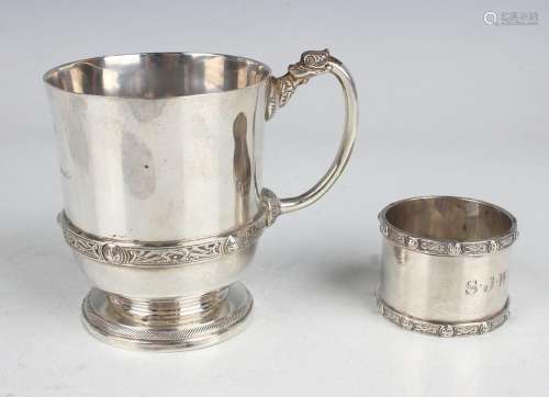 A George VI silver christening tankard, decorated with a Cel...