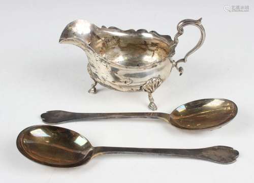 A pair of late 17th century style silver trefid spoons, each...